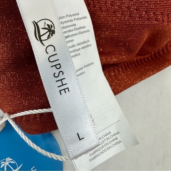 Cupshe Burnt Orange Bikini Bra Swim Top, Large - Picture 5 of 7